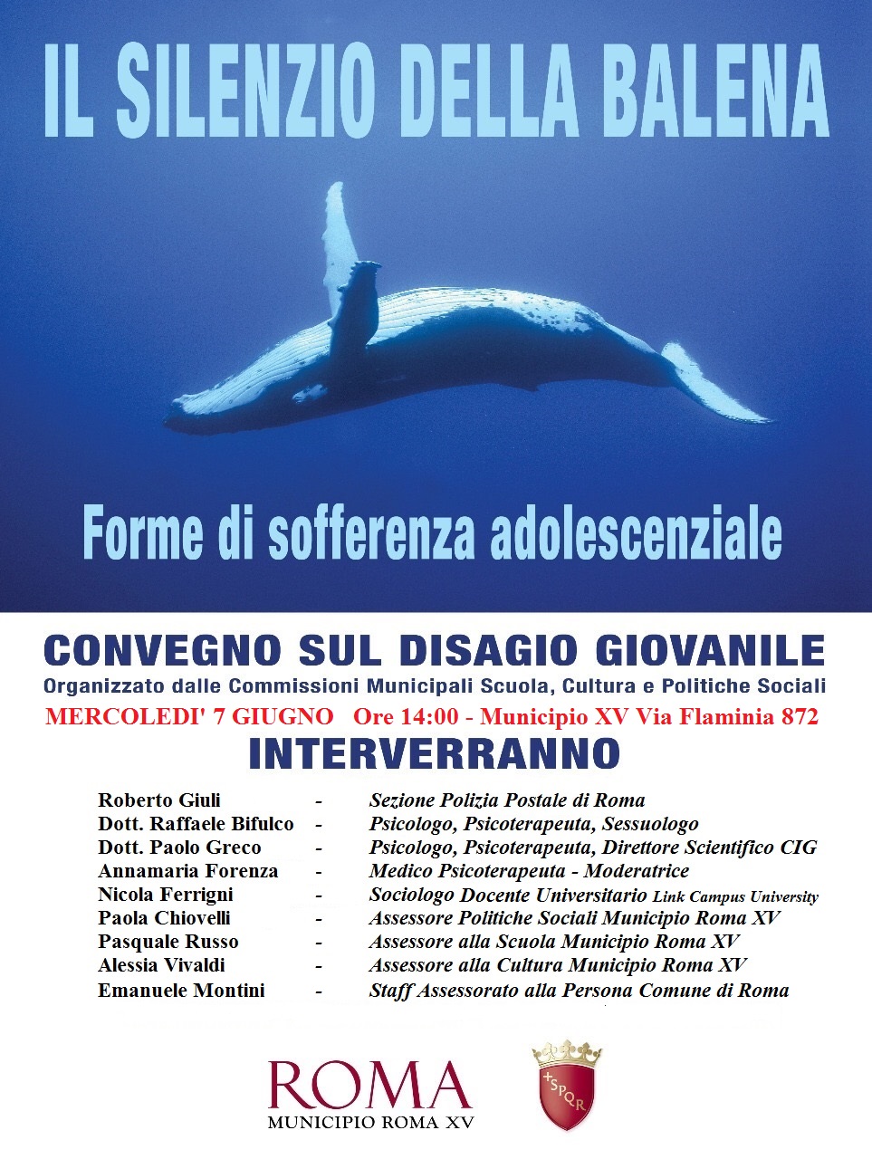 Il silenzio della balena, in XV si parla di disagio giovanile